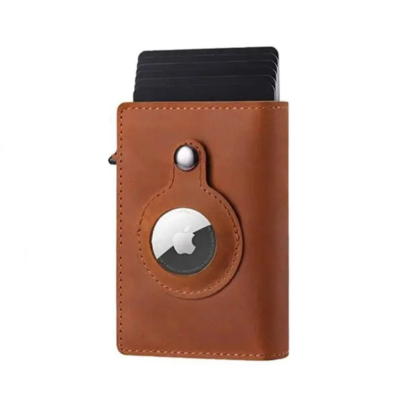 Premium Leather & Aluminum RFID-Blocking AirTag Wallet AirTag Card Holder with KeyChain -  by USAdrop - AirTag, AirTag-Wallet