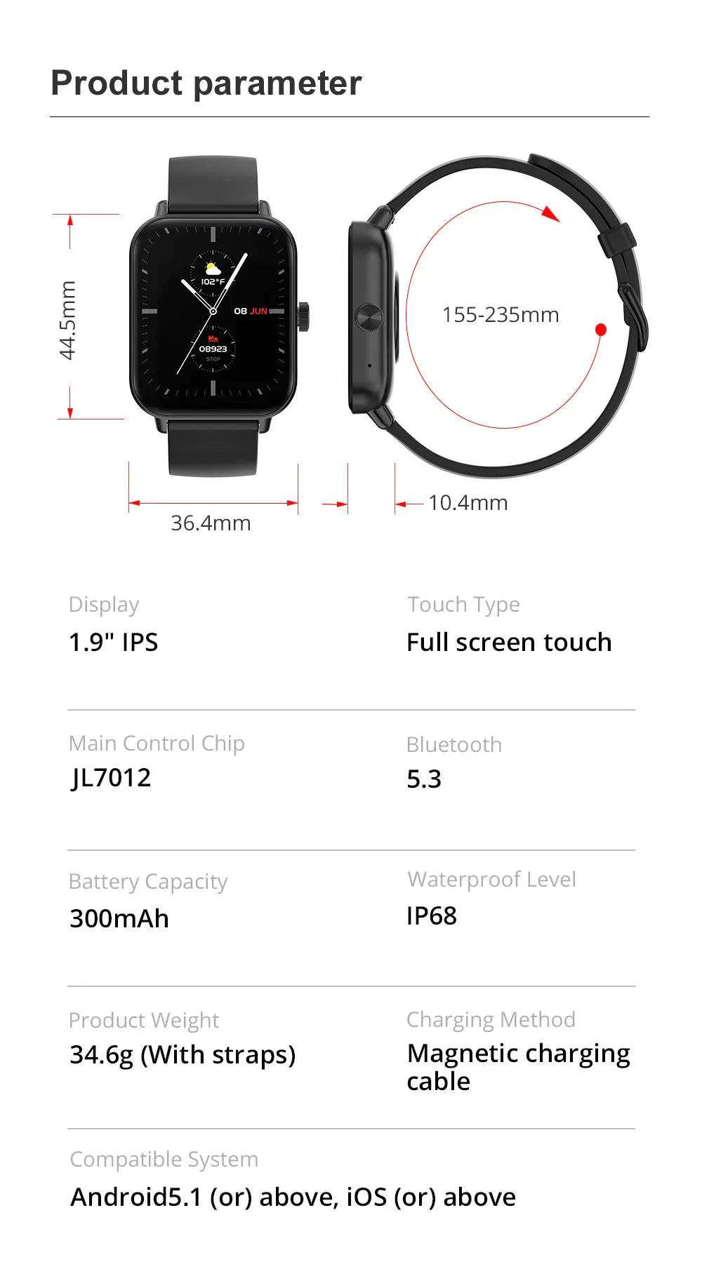 VitalPulse™ Smart Life Watch – Big Screen, Big Impact™