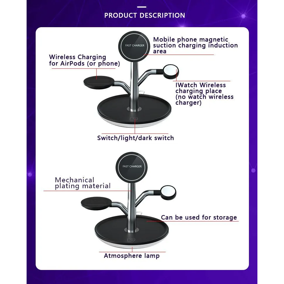 Universal Wireless Charging Stand for Iphone Apple Watch Airpods - TechShopi