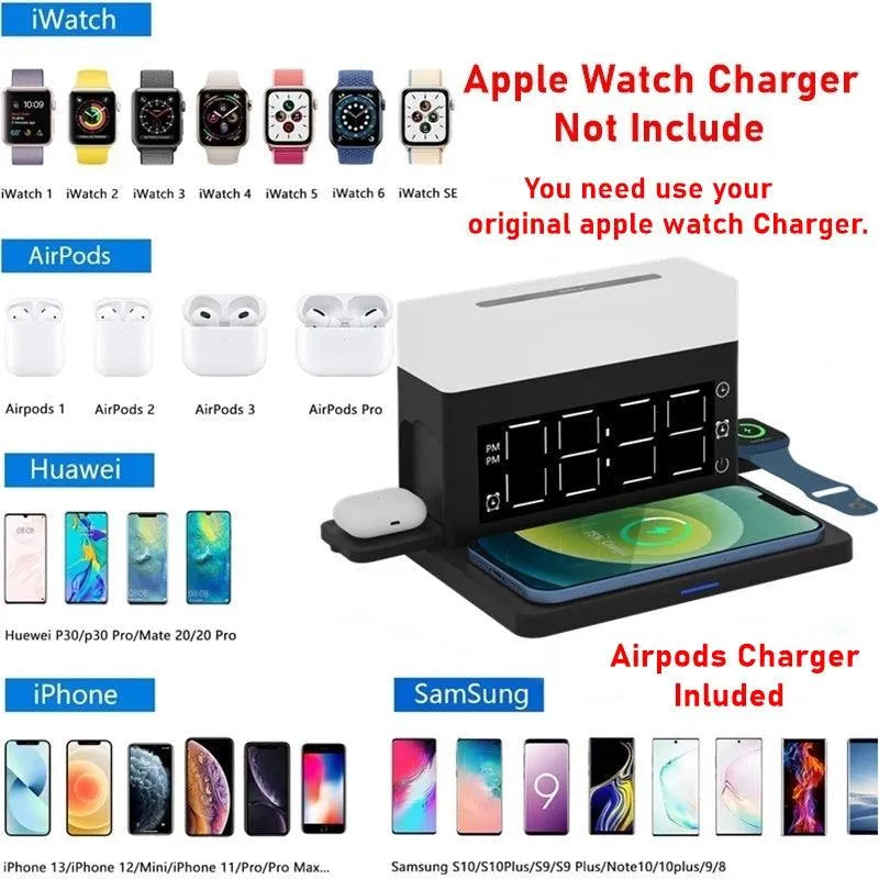 Wireless Charger For Iphone Night Light Alarm Clock - TechShopi