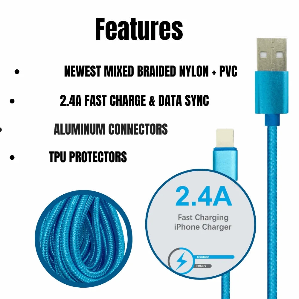 2 Pack 10FT XL Charger Compatible for Iphone Cable Nylon Woven Zebra - Mobile & Laptop Accessories by Fuchsia Electra - HomePage, iphone, Iphone-Charger