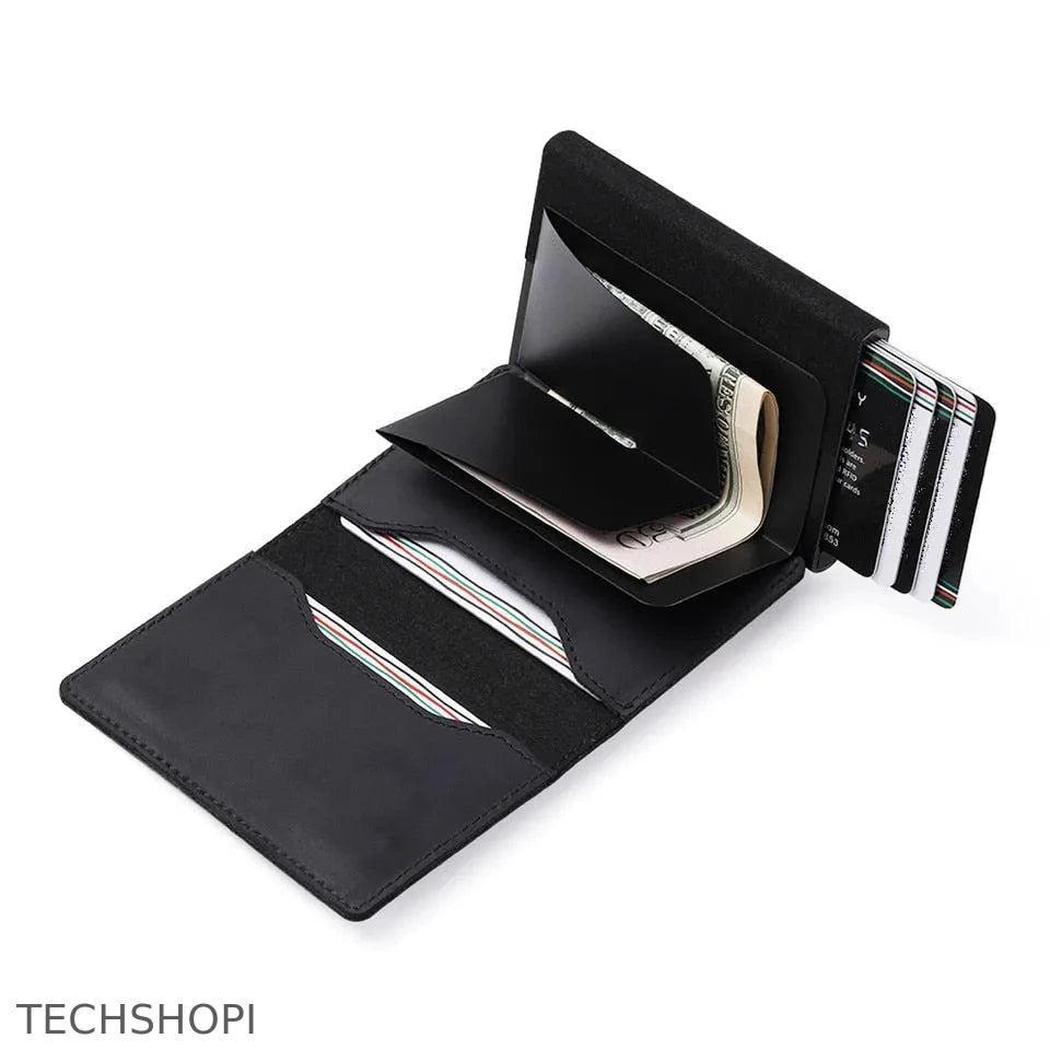 AirTag Wallet & Card Holder RFID Carbon Fibre PU Leather - TechShopi