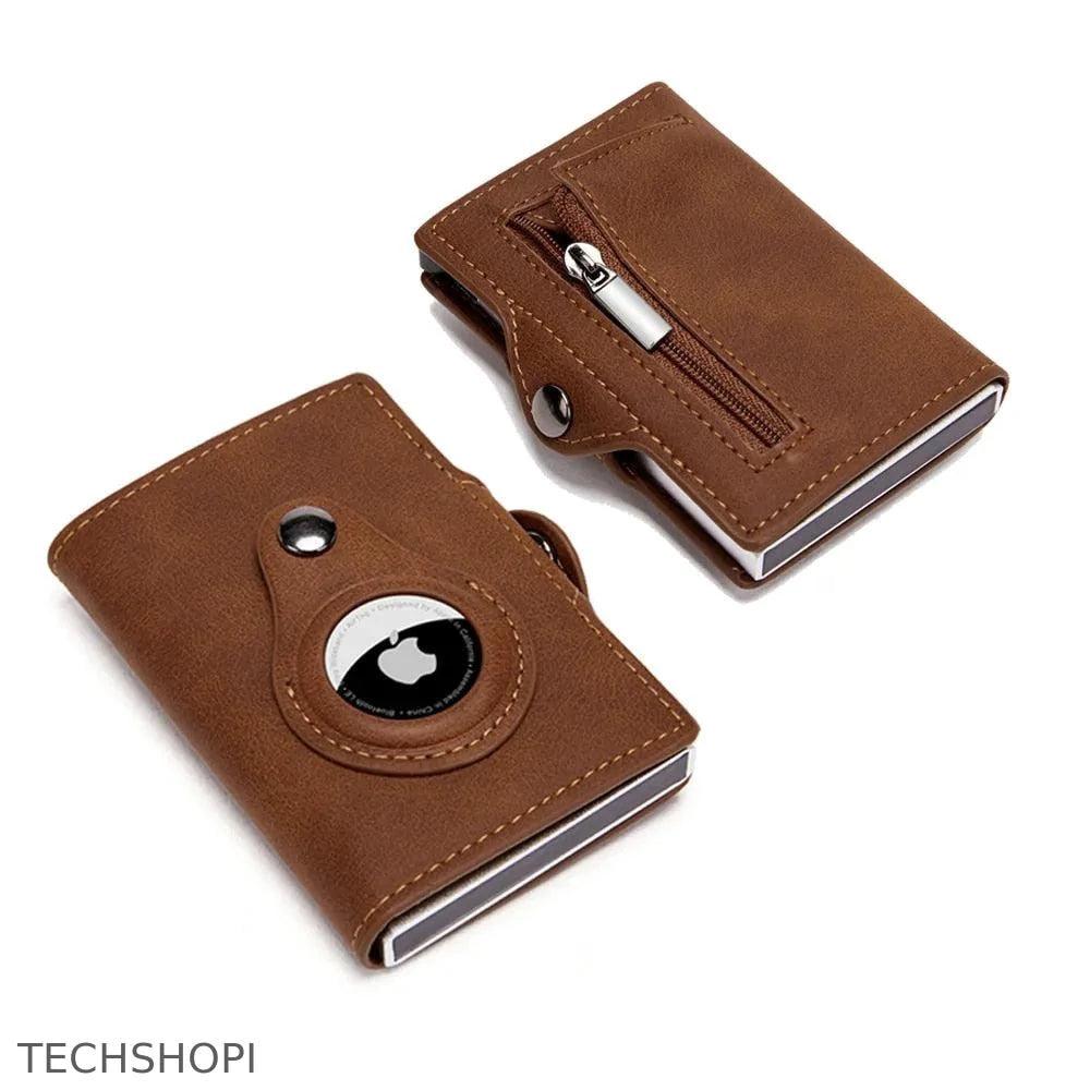 AirTag Wallet & Card Holder RFID with Zipper Genuine Leather - TechShopi