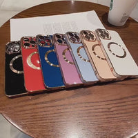Clear Magnetic Case for iPhone with Luxury Plating for iPhone 14 13 12 11 Pro Max X XR XS 8 Plus