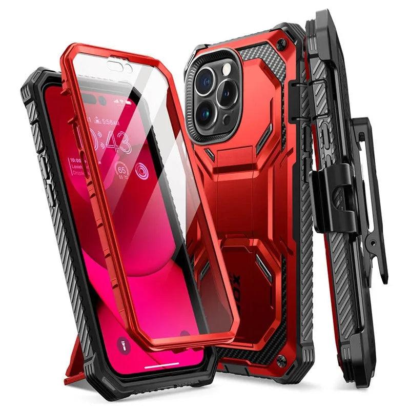 iPhone 14 Pro Max Case 6.7" - Armourbox Dual Layer Holster Bumper with Built-in Screen Protector - TechShopi