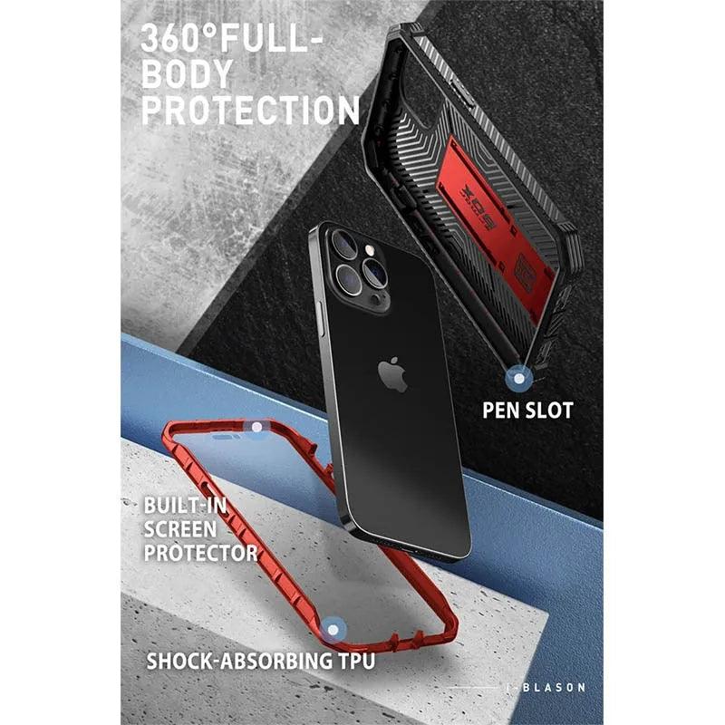 iPhone 14 Pro Max Case 6.7" - Armourbox Dual Layer Holster Bumper with Built-in Screen Protector - TechShopi