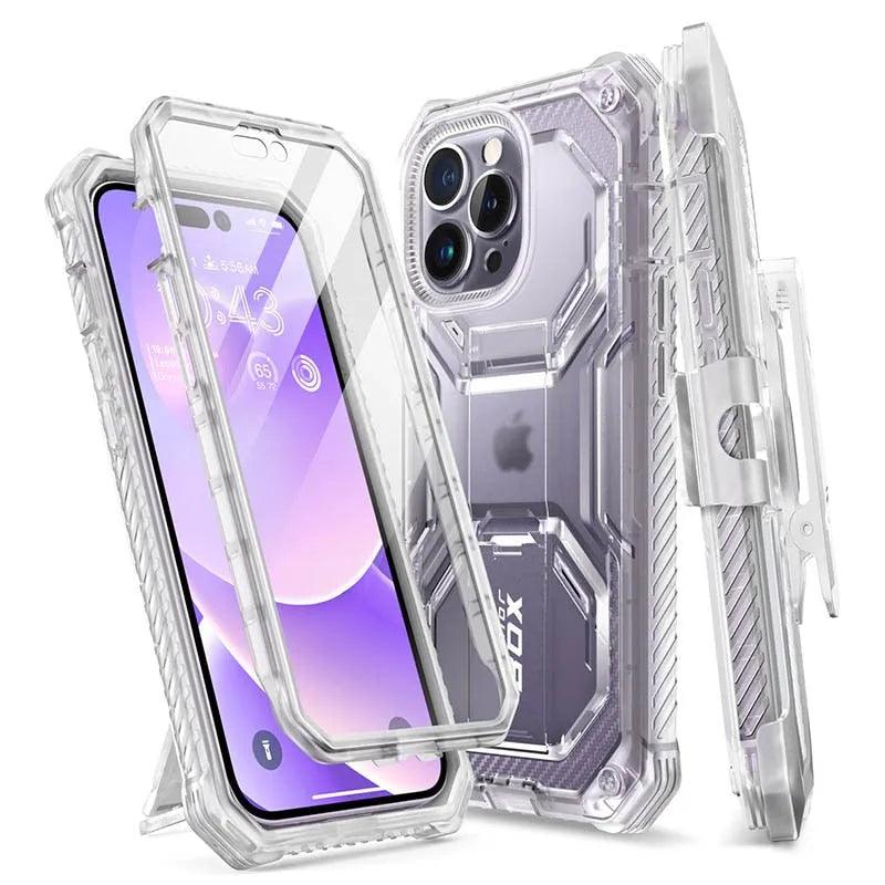 iPhone 14 Pro Max Case 6.7" - Armourbox Dual Layer Holster Bumper with Built-in Screen Protector - TechShopi