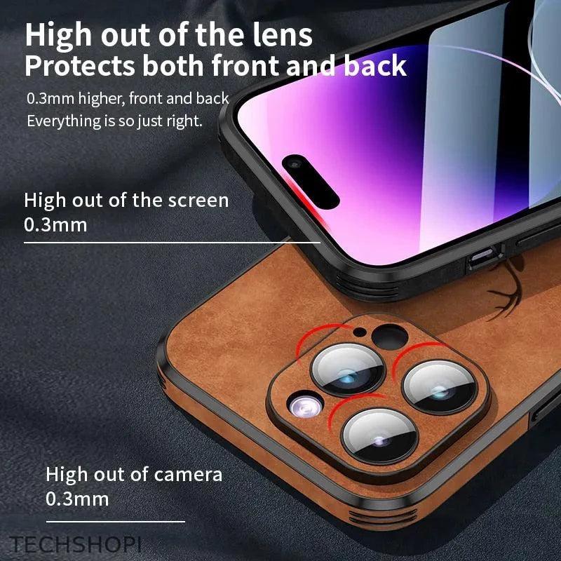 iPhone case Luxury Deer Leather with Lens Glass Bumper for iPhone 14 13 12 Pro Max - 0 by TechShopi - autopostr_pinterest_64770, autopostr_pinterest_64773, autopostr_pinterest_64834, HomePage, iphone, Iphone-Case