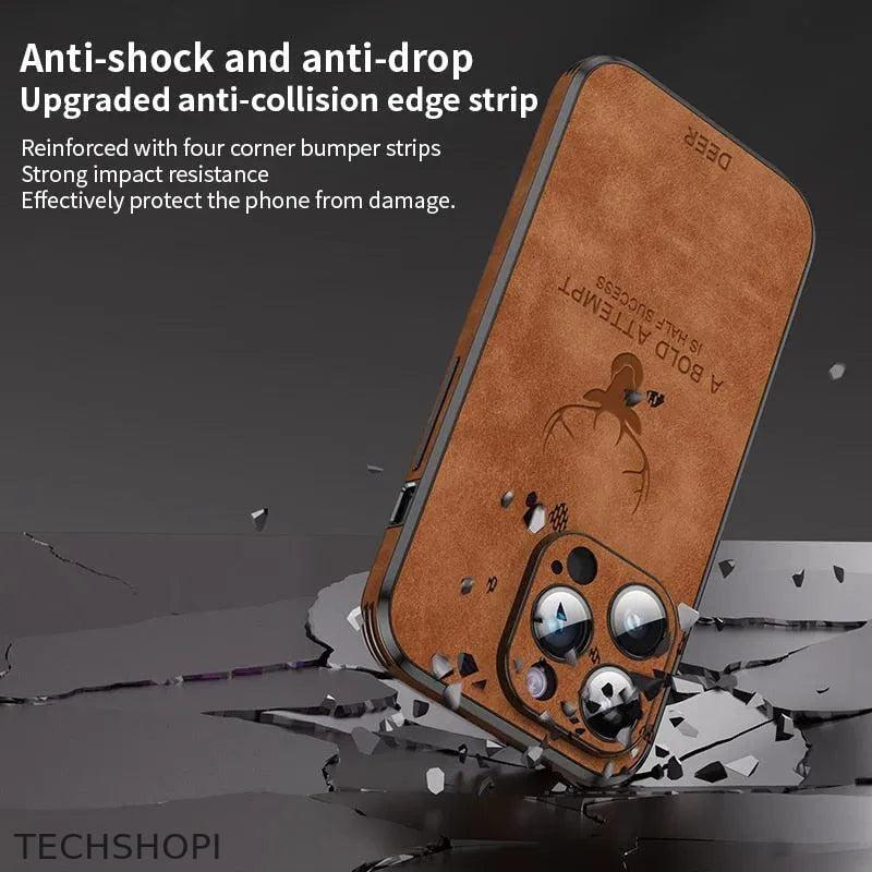 iPhone case Luxury Deer Leather with Lens Glass Bumper for iPhone 14 13 12 Pro Max - 0 by TechShopi - autopostr_pinterest_64770, autopostr_pinterest_64773, autopostr_pinterest_64834, HomePage, iphone, Iphone-Case