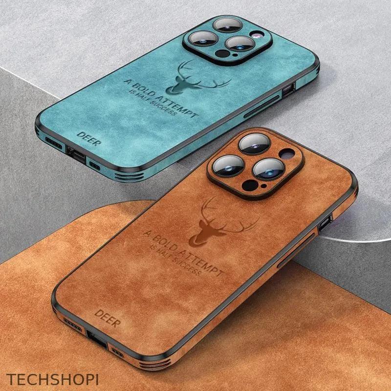 iPhone case Luxury Deer Leather with Lens Glass Bumper for iPhone 14 13 12 Pro Max - 0 by TechShopi - autopostr_pinterest_64770, autopostr_pinterest_64773, autopostr_pinterest_64834, HomePage, iphone, Iphone-Case