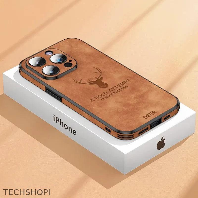 iPhone case Luxury Deer Leather with Lens Glass Bumper for iPhone 14 13 12 Pro Max - 0 by TechShopi - autopostr_pinterest_64770, autopostr_pinterest_64773, autopostr_pinterest_64834, HomePage, iphone, Iphone-Case