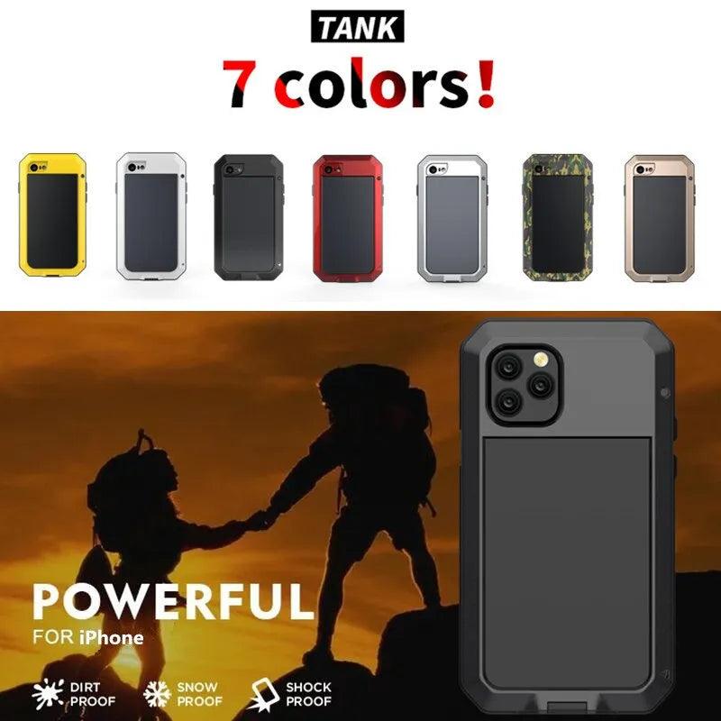 TANK Rugged Armour Aluminum Military Case for iPhone 14, 13, 11, 12 Pro, XS MAX - TechShopi